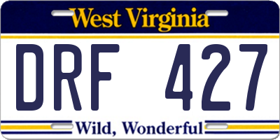 WV license plate DRF427