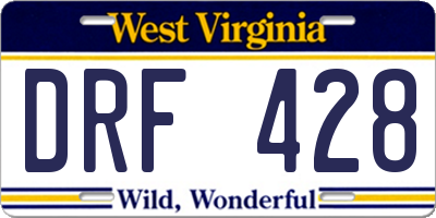 WV license plate DRF428
