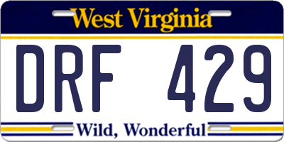 WV license plate DRF429