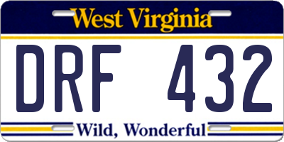 WV license plate DRF432