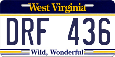 WV license plate DRF436