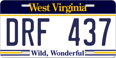 WV license plate DRF437