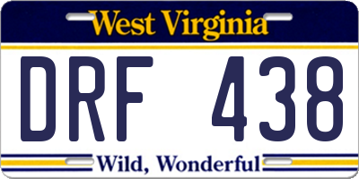WV license plate DRF438
