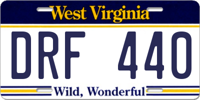 WV license plate DRF440