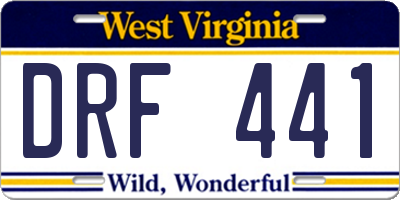 WV license plate DRF441