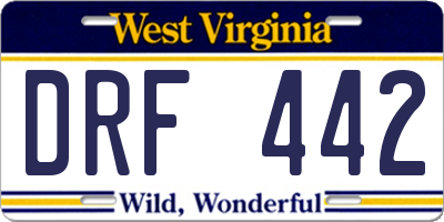 WV license plate DRF442