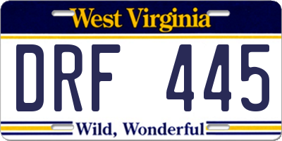 WV license plate DRF445
