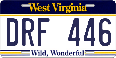 WV license plate DRF446