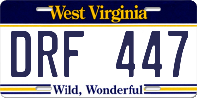 WV license plate DRF447