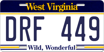 WV license plate DRF449