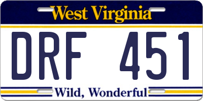 WV license plate DRF451
