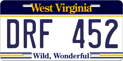 WV license plate DRF452