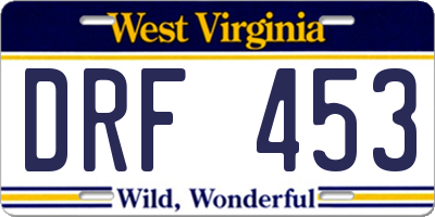 WV license plate DRF453