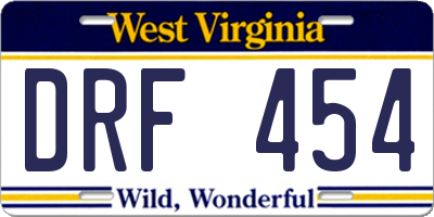 WV license plate DRF454