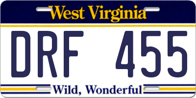 WV license plate DRF455