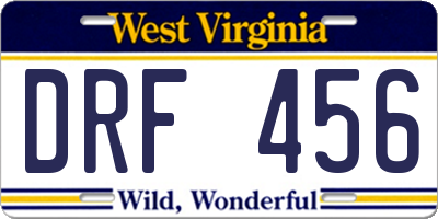 WV license plate DRF456