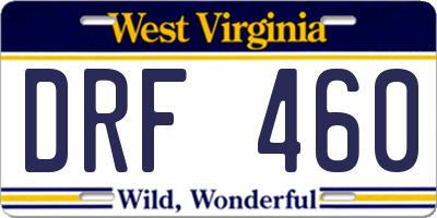 WV license plate DRF460
