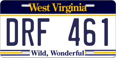WV license plate DRF461