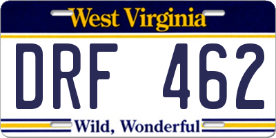 WV license plate DRF462