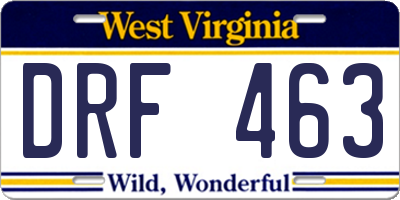 WV license plate DRF463