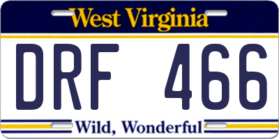 WV license plate DRF466