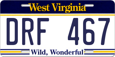 WV license plate DRF467