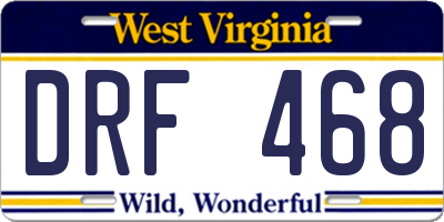 WV license plate DRF468