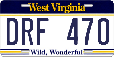 WV license plate DRF470