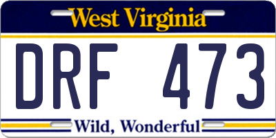 WV license plate DRF473