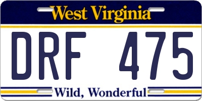 WV license plate DRF475