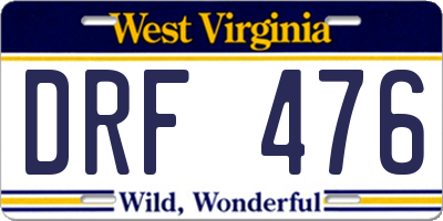 WV license plate DRF476
