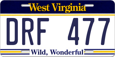 WV license plate DRF477