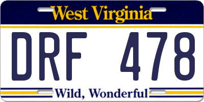 WV license plate DRF478