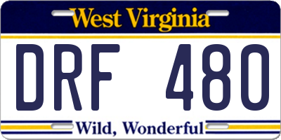 WV license plate DRF480