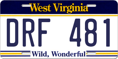 WV license plate DRF481