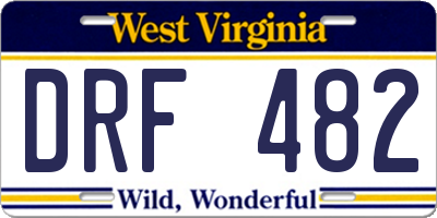 WV license plate DRF482