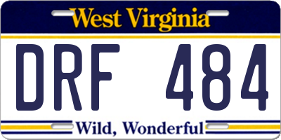 WV license plate DRF484