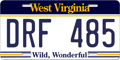 WV license plate DRF485