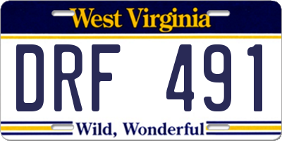WV license plate DRF491