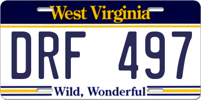 WV license plate DRF497