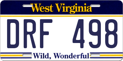 WV license plate DRF498