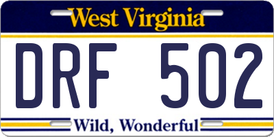 WV license plate DRF502