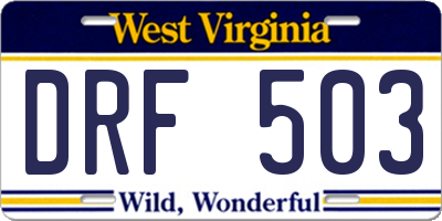 WV license plate DRF503