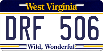 WV license plate DRF506