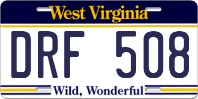 WV license plate DRF508