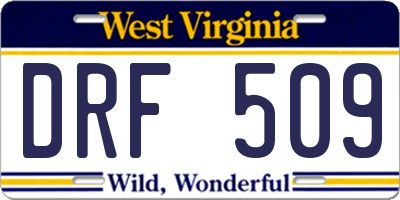 WV license plate DRF509