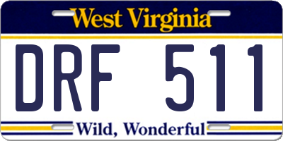 WV license plate DRF511