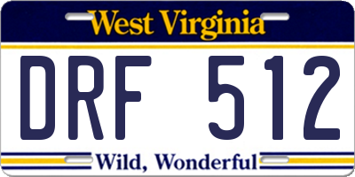 WV license plate DRF512