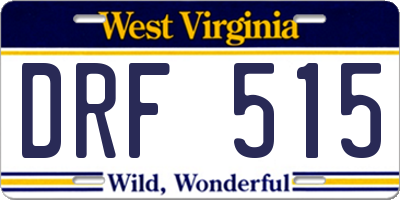 WV license plate DRF515