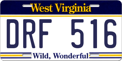 WV license plate DRF516